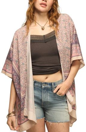 Lucky Brand Border Print Open Front Jacket in Purple Border Print at Nordstrom