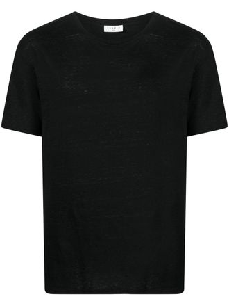 Sandro Linnen T-shirt met ronde hals - Zwart