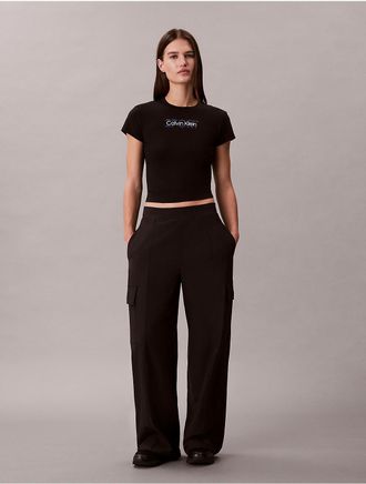 Calvin Klein Calvin Klein Womens Commuter Wide Leg Cargo Pants - Black - XL