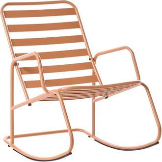 Beliani Sedia a dondolo da giardino moderna in metallo Design a doghe per esterni Alluminio Marrone Dorato Turi