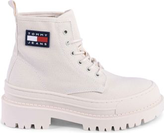 Tommy Hilfiger Womens Platform Canvas Boots Laceup - Light Grey Recycled Material - Size EU 38
