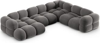 Cosmopolitan Design Sof&aacute; esquinero panor&aacute;mico derecho 5 plazas terciopelo gris