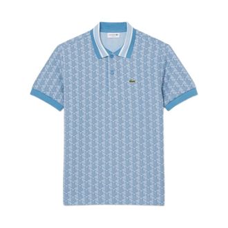 Lacoste Polo Shirts, male, Blue, Size: 2XL Classic Fit Monogram Jacquard Polo Shirt
