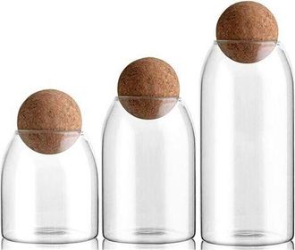 OEM Tarros De Vidrio De 3 Piezas Con Tapa, Tarros De Almacenamiento Para La Cocina, Recipientes Herm&eacute;ticos Para Pasta, Harina, Alimentos De Despensa Y Cer
