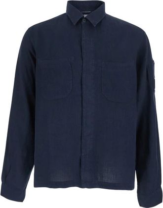 C.P. Company Shirt Lino - Heren - Casual Overhemden - Blauw - L - Linnen - Overhemden
