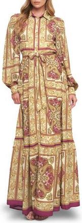 Flying Tomato Print Long Sleeve Maxi Dress in Ivory at Nordstrom Rack, Size Medium