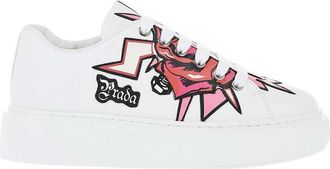 Prada White Graphic Sneakers