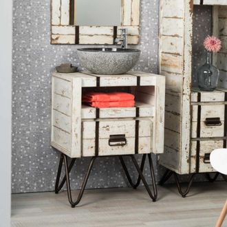 Wanda Collection Mueble Para Cuarto De Ba&ntilde;o De Mindi 60 Cm Loft Blanco