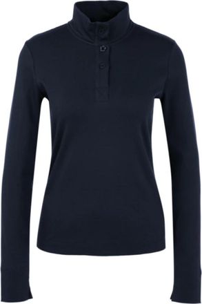 Marc Cain Shirt met lange mouwen en opstaande kraag - Dames - Longsleeves - Blauw - 3XL - Katoen - Tops