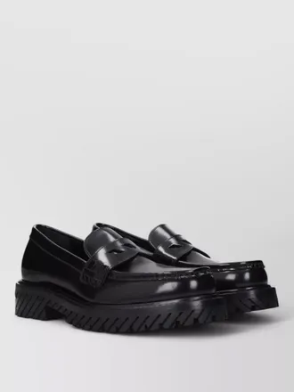 Off-white leather slip-on loafers