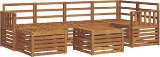 vidaXL Conjunto De Sof&aacute;s De Exterior 7 Uds. Natural Poli&eacute;ster Vidaxl
