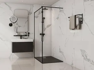 Vente-Unique Resin Free-Standing Or Flush Shower Tray - Black - 120 X 80 Cm | Size: 1200mm x 800mm