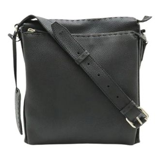 Fendi Pre-owned Cross Body Bags, female, Black, Size: ONE SIZE Pre-owned Selleria Leather Shoulder Bag
