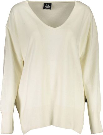 North Sails Womens Vneck Knit Sweater Casual Style - Ivory Wool - Size X-Small