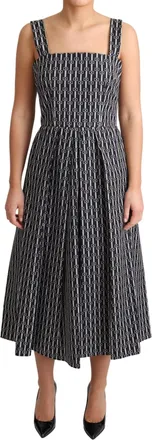 Dolce & Gabbana Black White Pattern Cotton A-Line Womens Dress