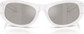 Diesel DL2007U 57mm Cat Eye Sunglasses in Opal White /Mirror Silver at Nordstrom