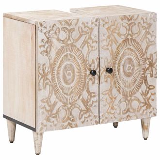 vidaXL Armadio Per Lavabo Da Bagno Con Porta Bianco 62 X 33 X 58 Cm Vidaxl