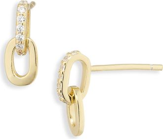 Argento Vivo Pav&eacute; Cubic Zirconia Oval Link Drop Earrings in Gold at Nordstrom Rack