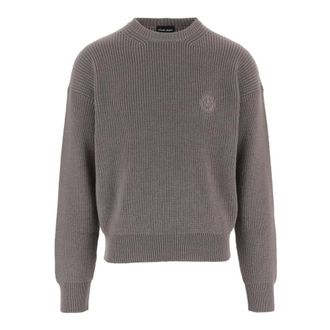 Giorgio Armani Truien & Vesten, Heren, Grijs, M, Wol, Wol trui met logo