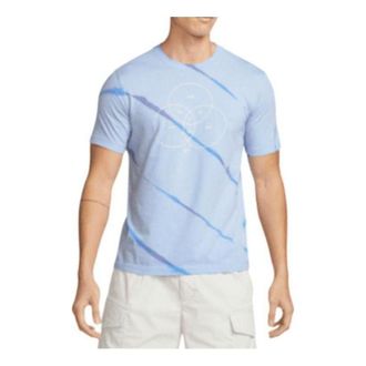Nike Mens Nike Sportswear Geometry Pattern Casual Round Neck Short Sleeve Light Blue T-Shirt DQ1077-548