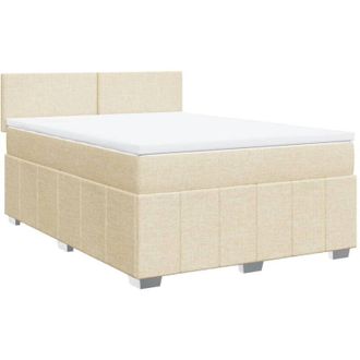 vidaXL Cama Box Spring Con Colch&oacute;n Tela Color Crema 140x200 Cm Vidaxl