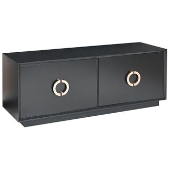 Beliani Beliani - Aparador Negro Dorado 120 X 40 Cm Mdf 4 Puertas Estantes Almacenaje Oxnard