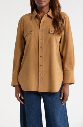 The Great. The Traveler Suede Jacket in Golden Brown at Nordstrom, Size 0