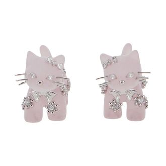 Yvmin Yvmin, Accessoires, Dames, Roze, ONE Size, Split Kitten Oorbellen