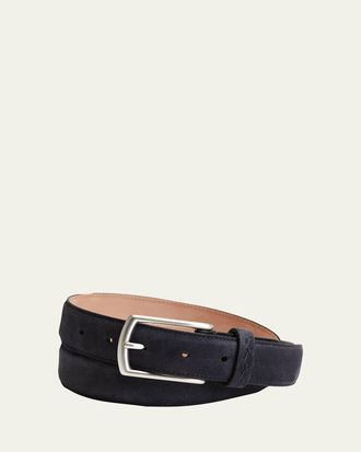 Ermenegildo Zegna Mens Triple Stitch Leather Belt