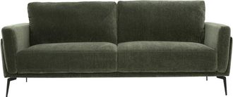 Miliboo Sof&aacute; De Dise&ntilde;o De 3 Plazas En Tela De Terciopelo Verde Caqui Y Metal Negro Mosco