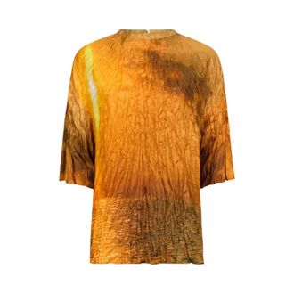 Roberto Cavalli Blouses, female, Orange, Size: S Sunset Print T-shirt