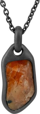 Parts Of Four Halos sunstone pendant necklace - unisex - Oxidised Sterling Silver/Sunstone - One Size - Black