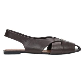 Estro & Luminara Closed-Toe Flat Sandals with Open Heel - female - Estro - Flat Sandals - Brown - 3 UK - Shoes