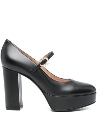 Gianvito Rossi 105mm platform strap pumps - women - Calf Leather/Calf Leather/Calf Leather/Rubber - 40 - Black