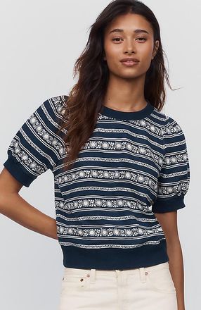 Maeve Cotton Puff-Sleeve Sweatshirt Tee
