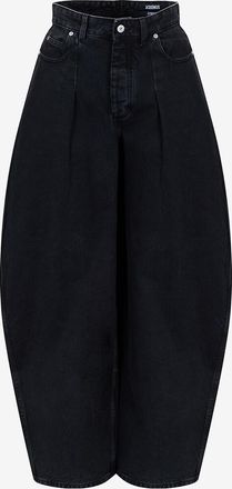 Jacquemus Abgerundete Bundfaltenjeans mit hoher Taille Le de-N&icirc;mes Ovalo Black