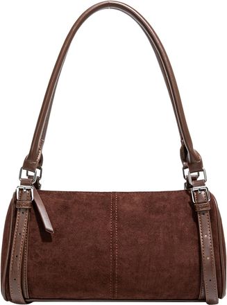 Generic Cymwer Cylinder Bag Elegant Sling Bag Large Solid Color Shoulder Bag for Women (Coffee) (Coffee)