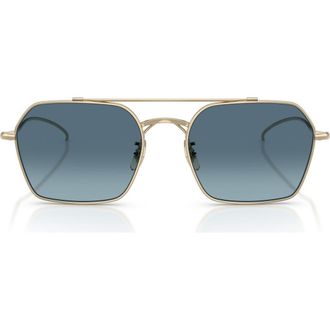 Oliver Peoples TK-14 53mm Geometric Sunglasses in Gold /Marine Gradient at Nordstrom