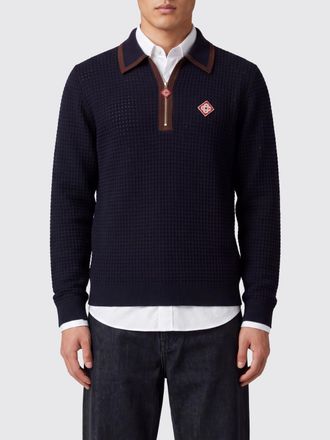 Casablanca Polo a maniche lunghe in pura lana con chiusura a zip e logo