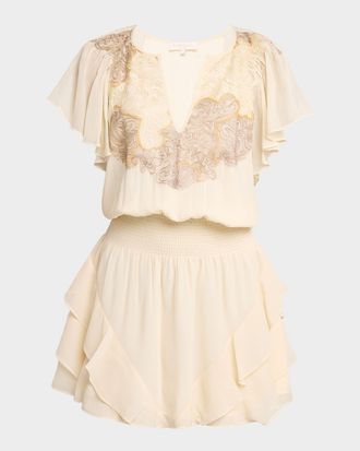 Ramy Brook Ismeria Embroidered Chiffon Mini Dress