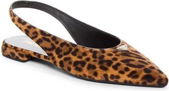 Prada Genuine Calf Hair Slingback Flat in Miele at Nordstrom, Size 36.5