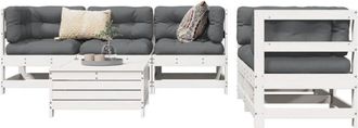 vidaXL Vidaxl - Juego De Sof&aacute;s De Jard&iacute;n 6 Piezas Madera Maciza Pino Blanco