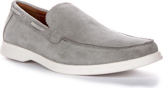 Justinreess England JUSTINREESS Mens Slip Smart Soft Suede Loafers (Grey, UK 10)