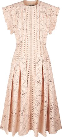 Alberta Ferretti Intricate Eyelet Embroidered Midi Dress