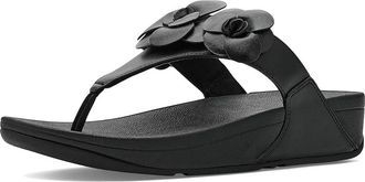 FitFlop Lulu Flower Toe-post Sandals Womens Wedge Shoes Black : 11 M (B), Synthetic