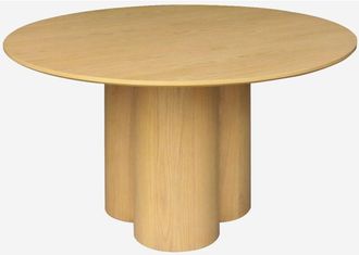 Sweeek Tavolo da pranzo rotondo in legno di hevea e impiallacciatura di quercia, 4 posti