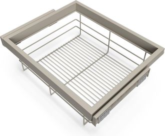 Emuca Emuca - Kit De Cesta De Alambre Y Bastidor De Gu&iacute;as Con Cierre Suave Para Armario, Regulable, M&oacute;dulo 600mm, Gris Piedra