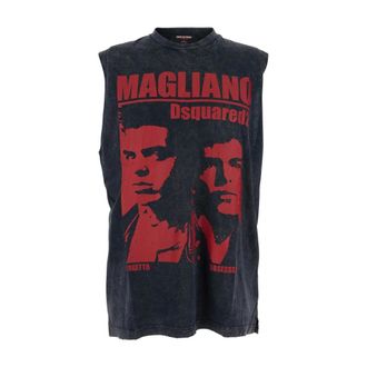 Dsquared2 Tops, Heren, Zwart, L, Katoen, Top met ronde hals