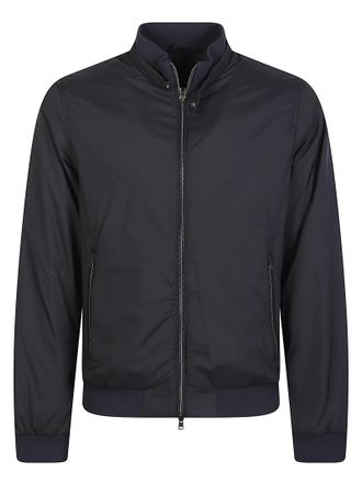 Herno Ecoage Black Stand Collar Bomber Jacket