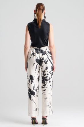 Natori Nara - Silk Twill Pull on Pants in Black/white at Nordstrom, Size Medium